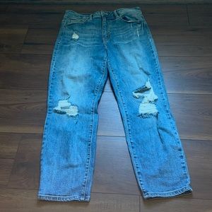 Distressed mom jeans